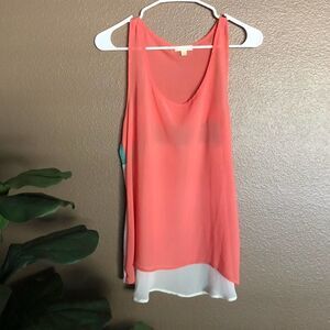 Orange Sheer Color-Block Tank Top